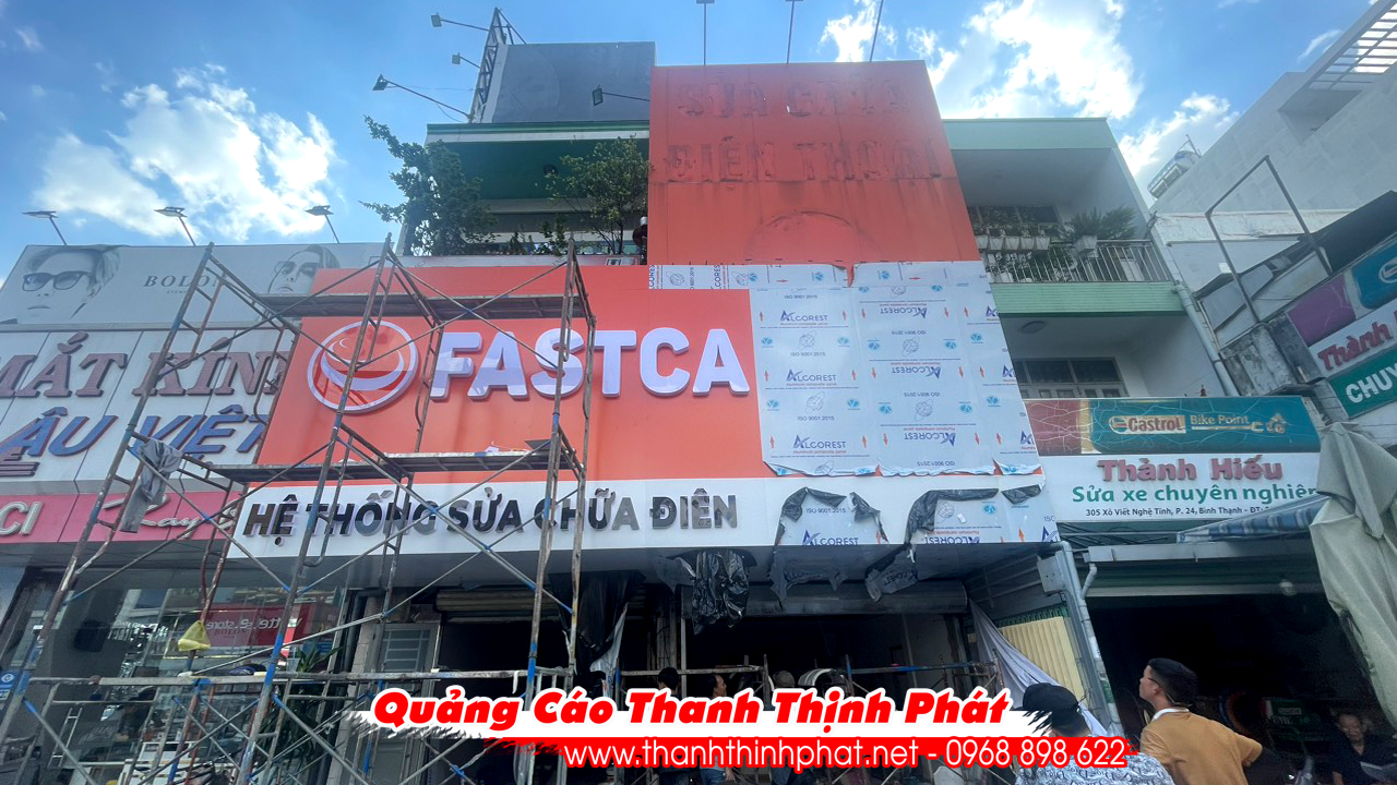 Thi công bảng hiệu alu