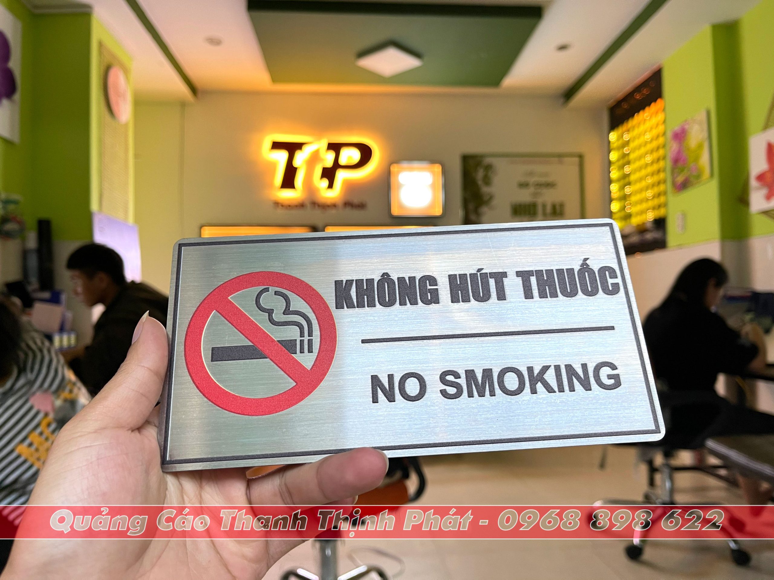 Bảng tên inox cấm hút thuốc